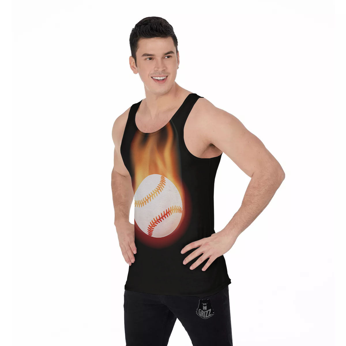 Softball Fireball Print Men's Tank Top-grizzshop