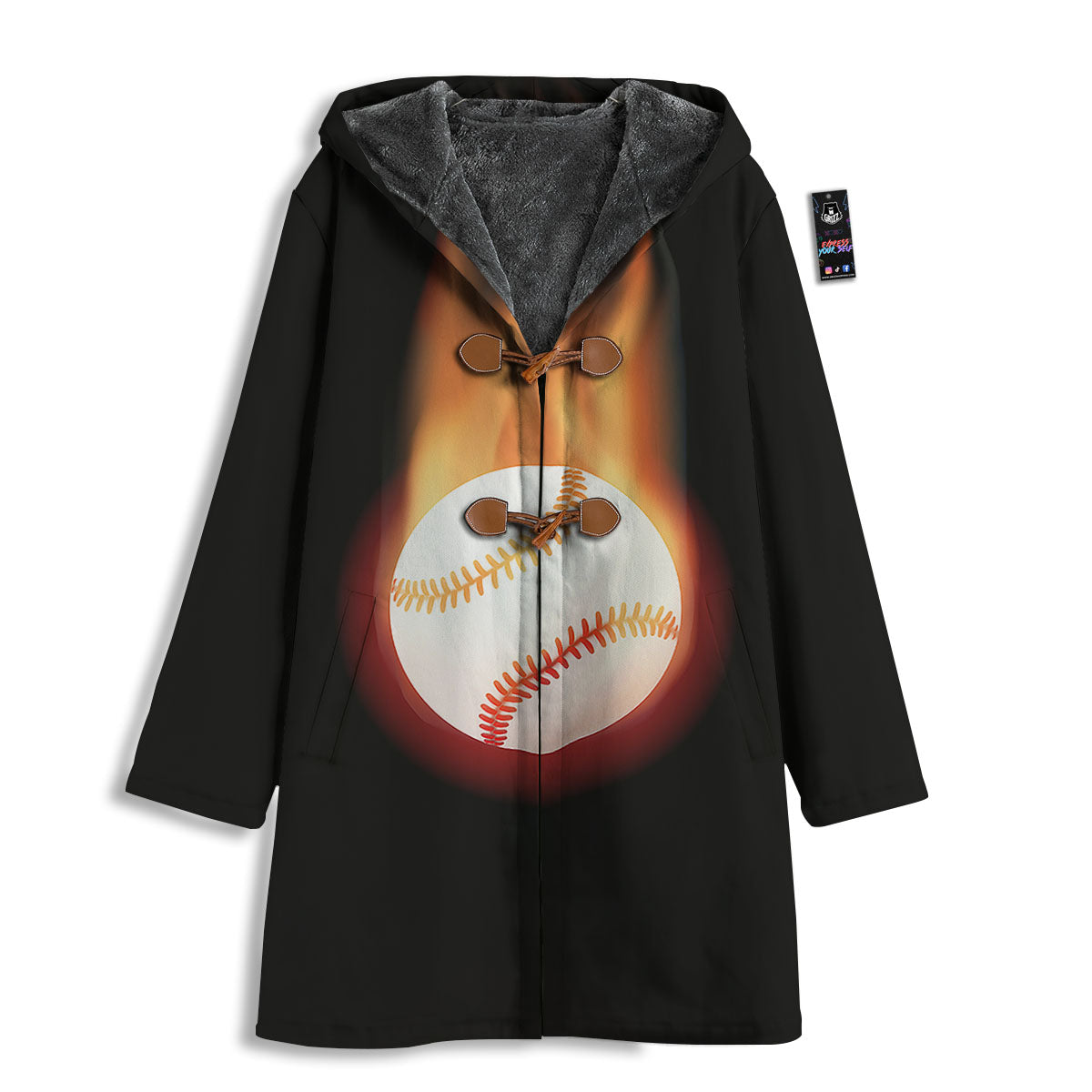 Softball Fireball Print Men's Windbreaker Jacket-grizzshop