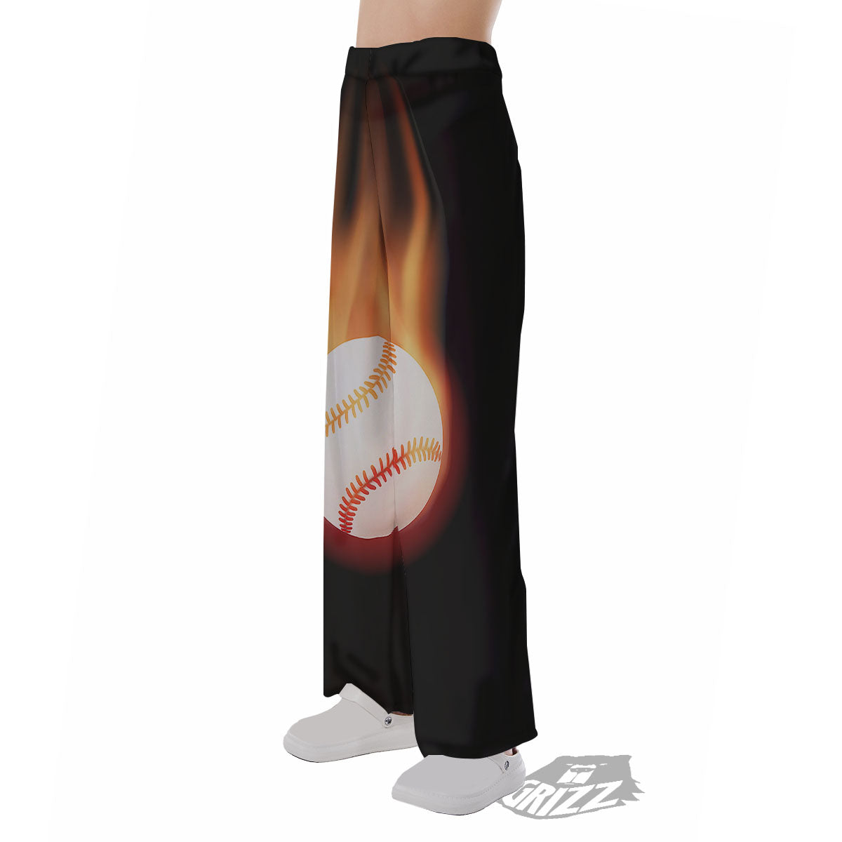 Softball Fireball Print Pajama Pants-grizzshop