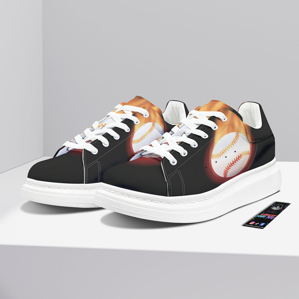 Softball Fireball Print Platform Shoes-grizzshop