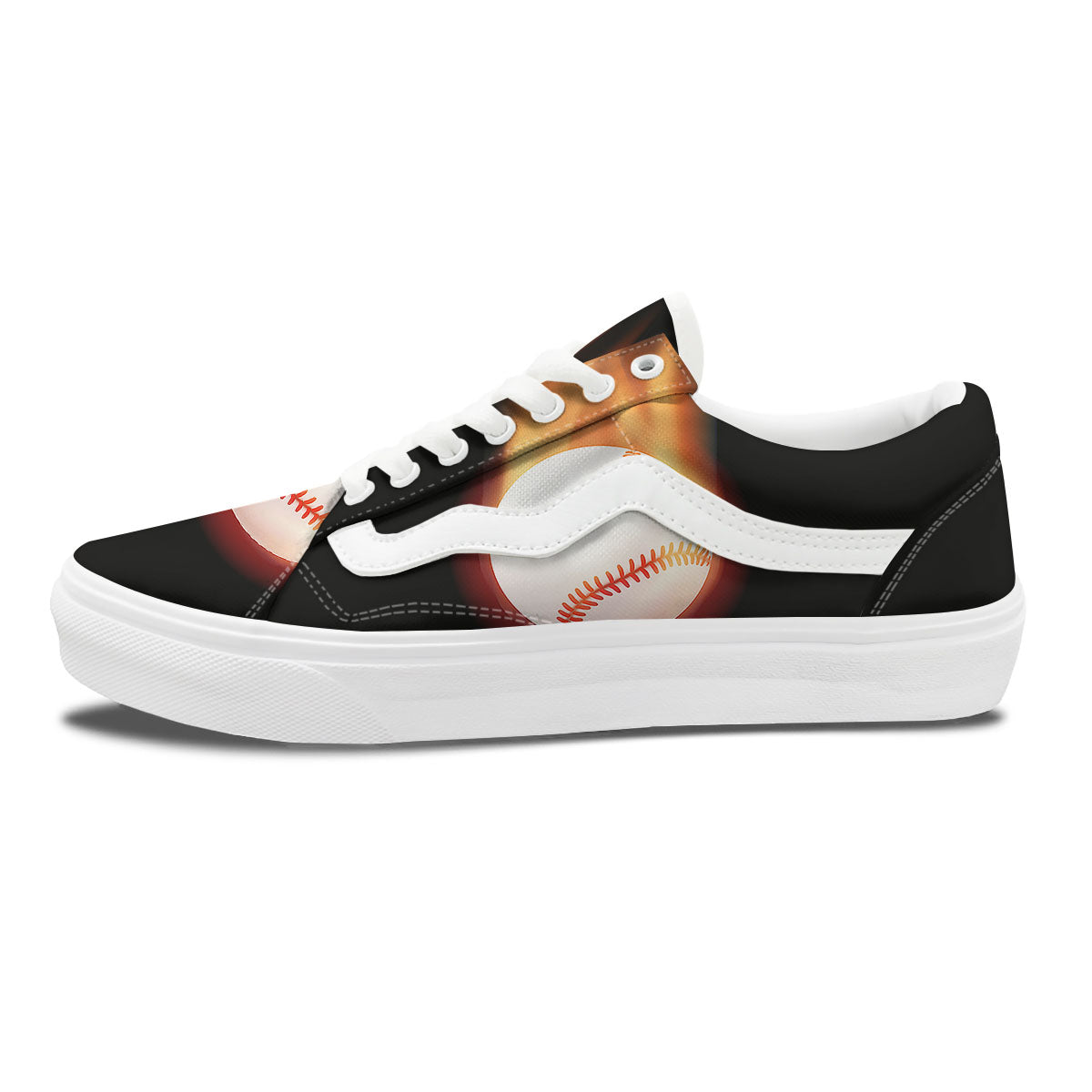Softball Fireball Print Skate Shoes-grizzshop
