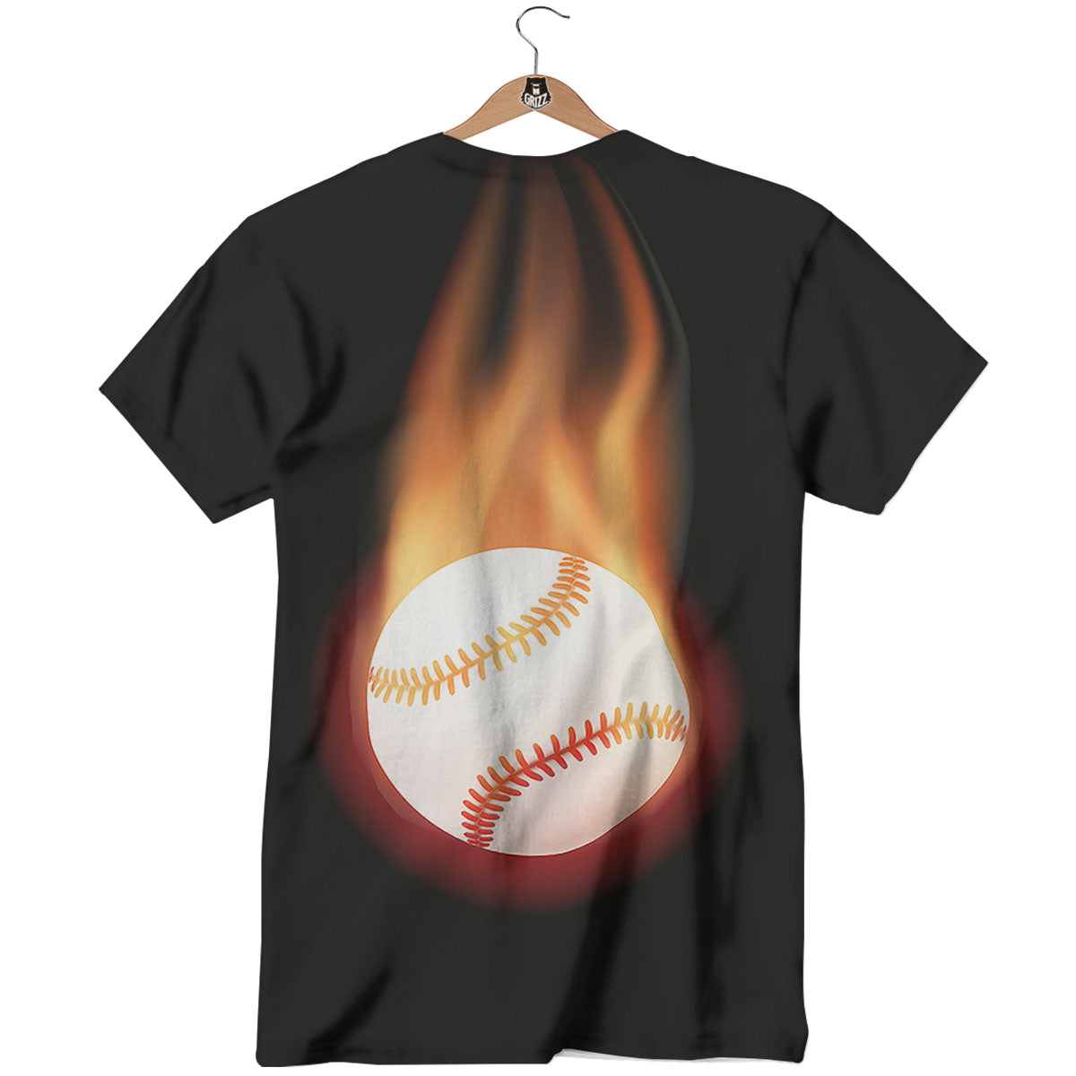Softball Fireball Print T-Shirt-grizzshop