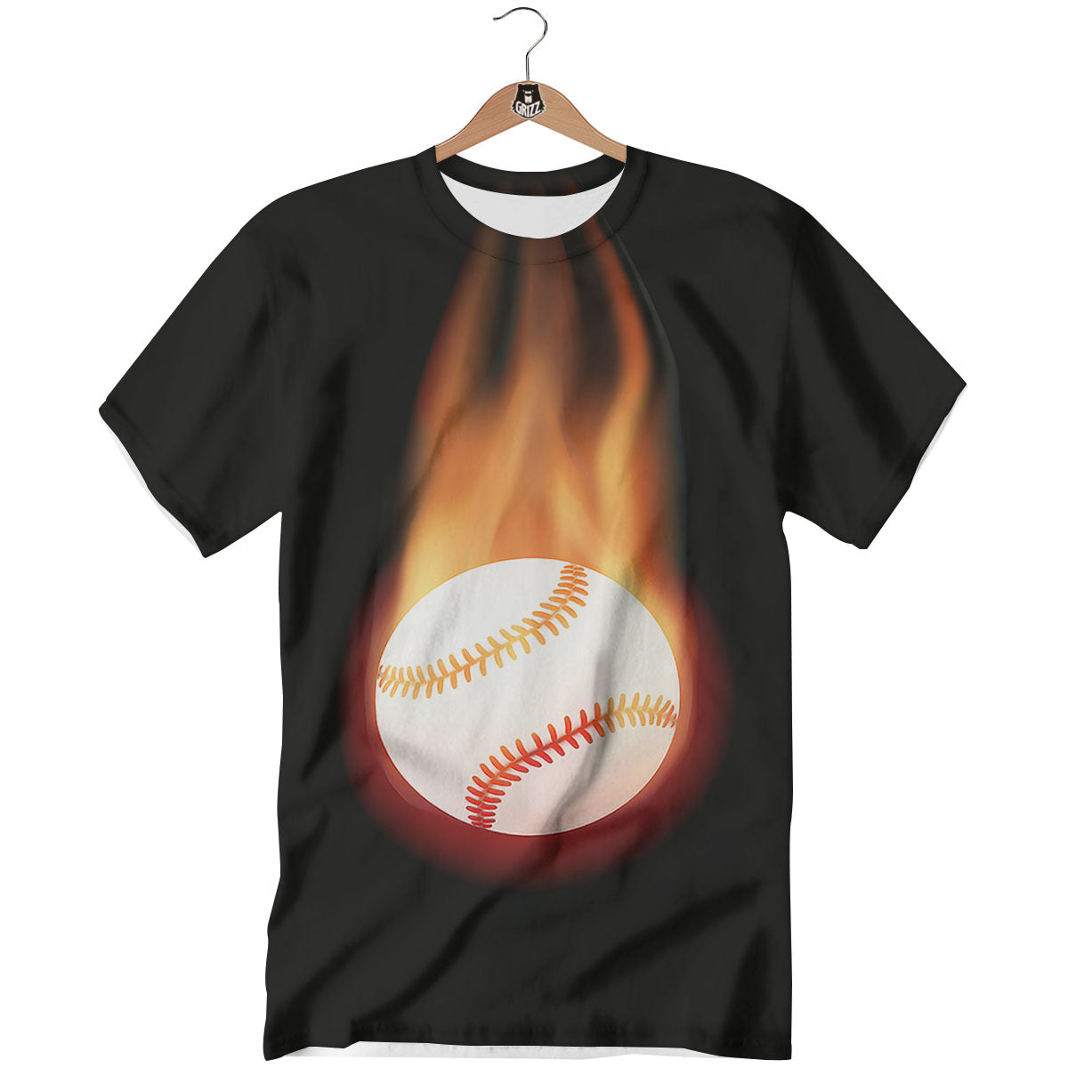Softball Fireball Print T-Shirt-grizzshop