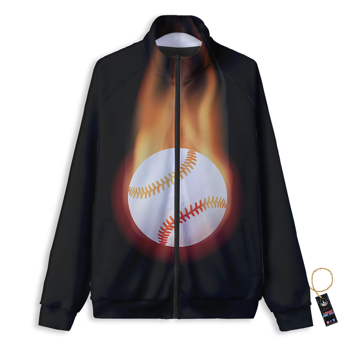 Softball Fireball Print Track Jacket-grizzshop