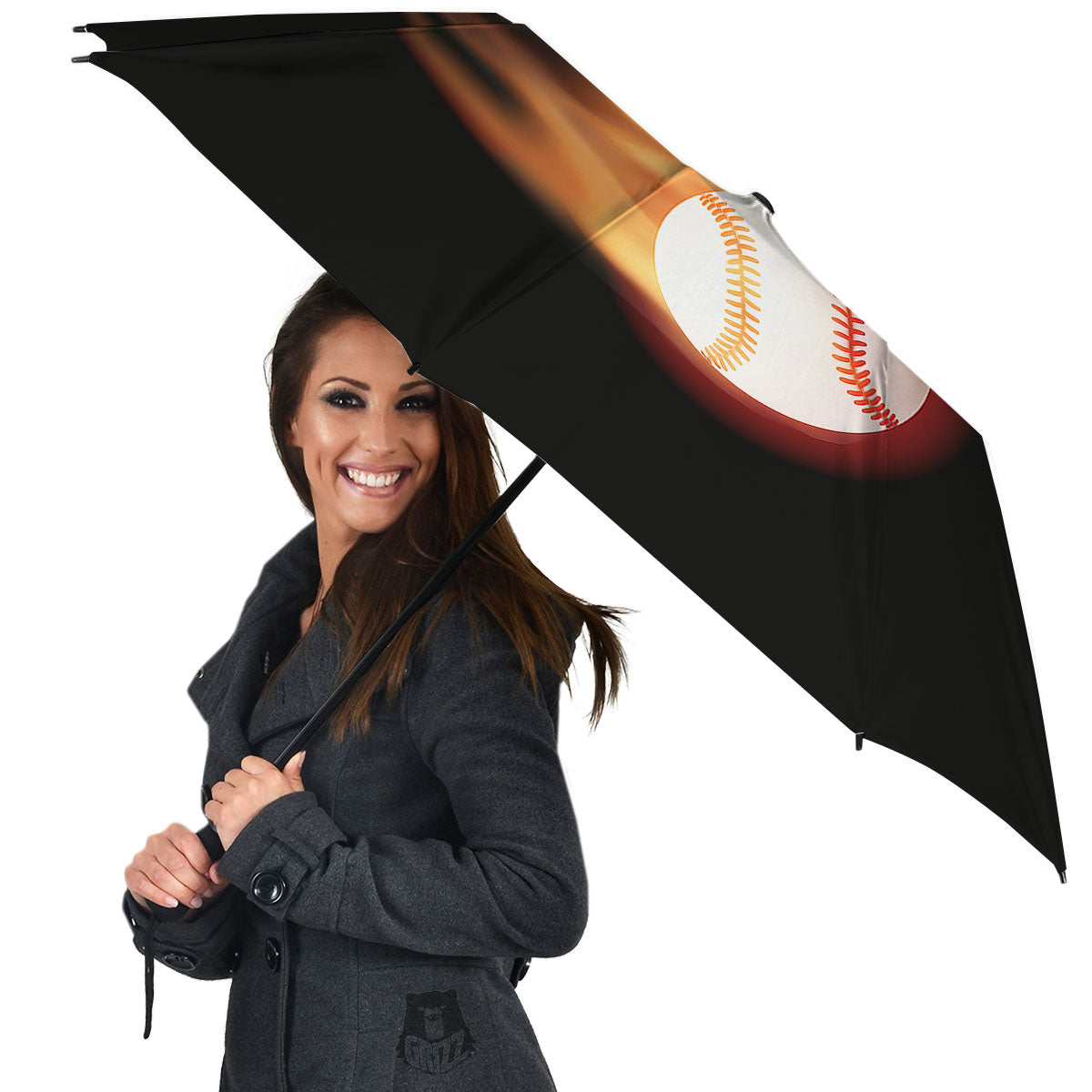 Softball Fireball Print Umbrella-grizzshop