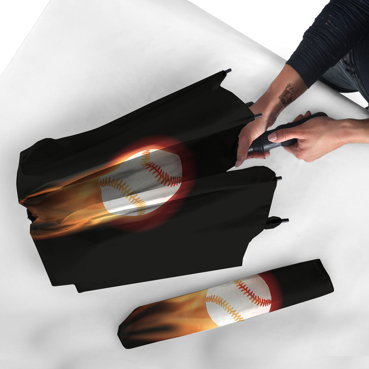 Softball Fireball Print Umbrella-grizzshop