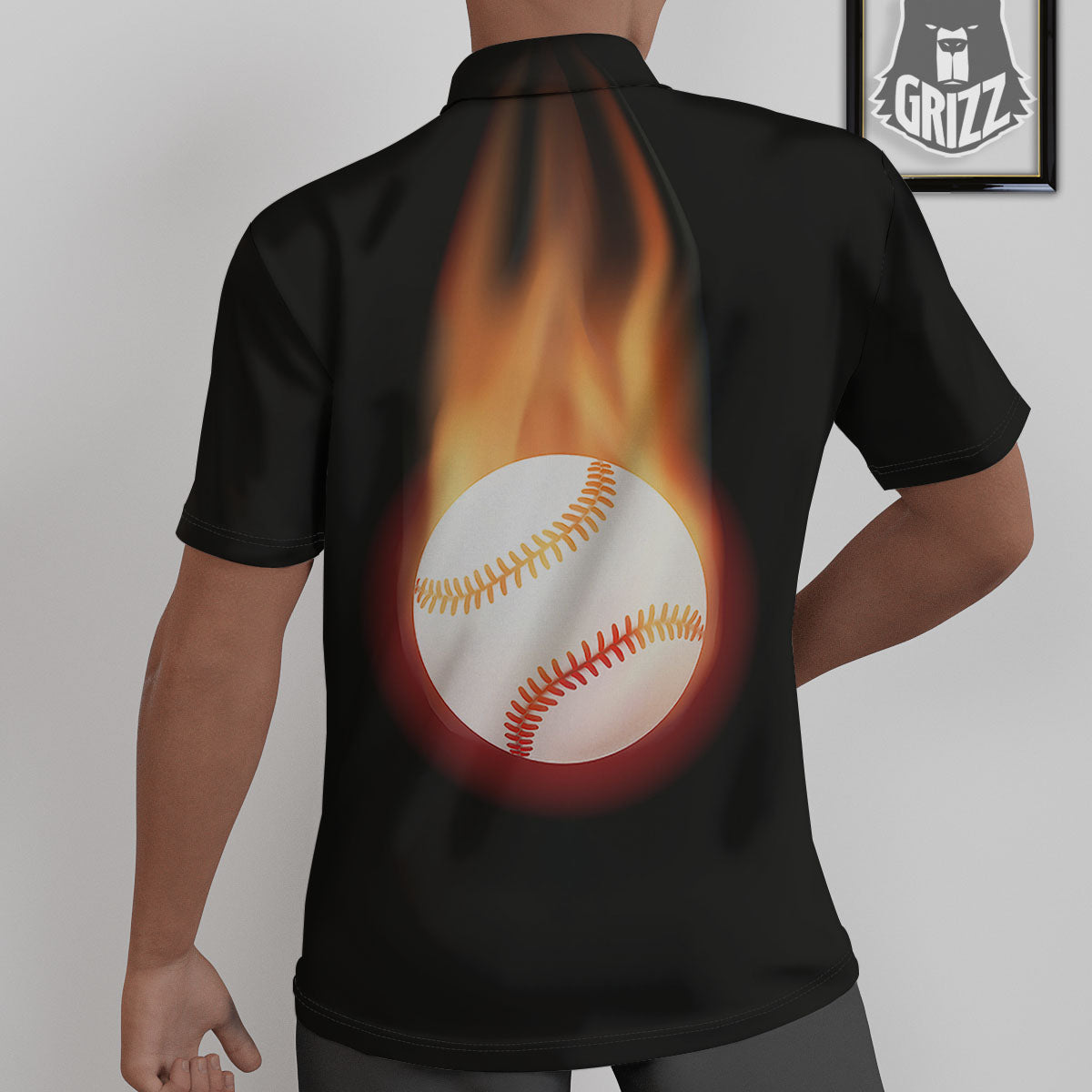 Softball Fireball Print Untucked Shirts-grizzshop