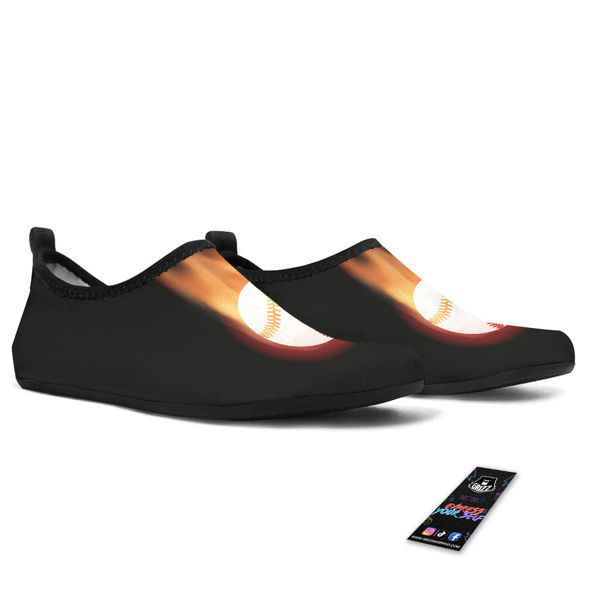 Softball Fireball Print Water Shoes-grizzshop
