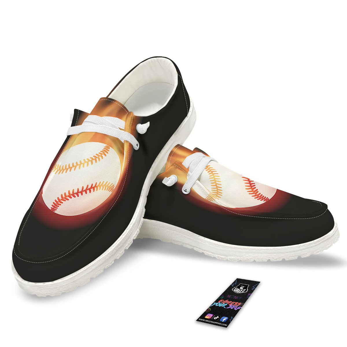 Softball Fireball Print White Loafers-grizzshop
