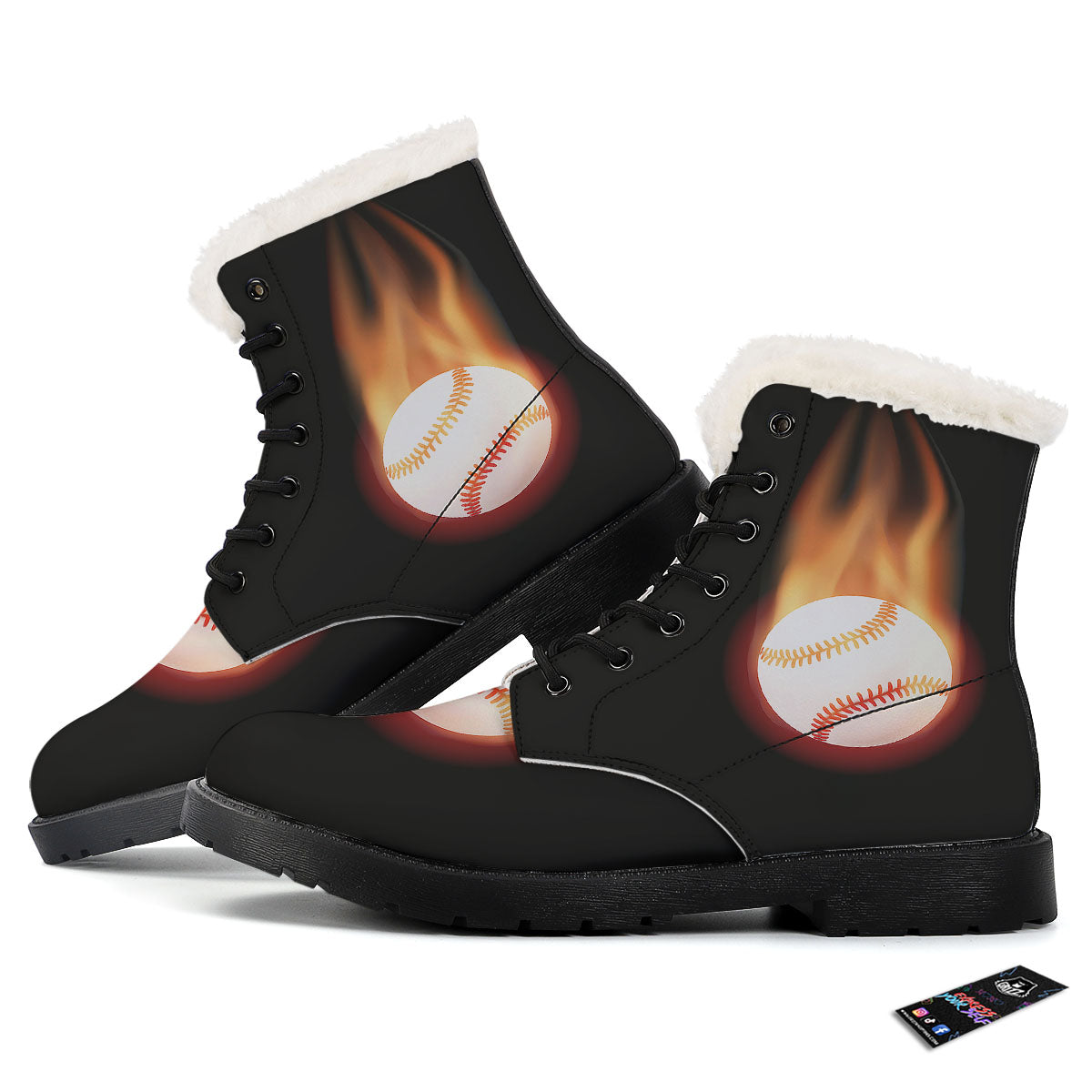 Softball Fireball Print Winter Boots-grizzshop