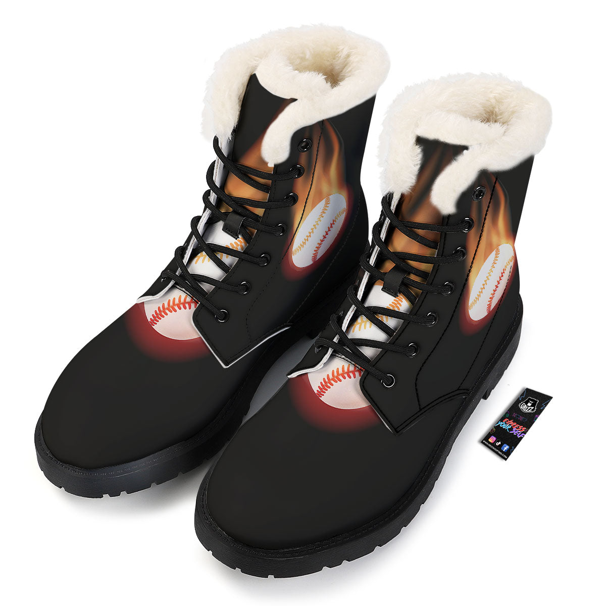 Softball Fireball Print Winter Boots-grizzshop