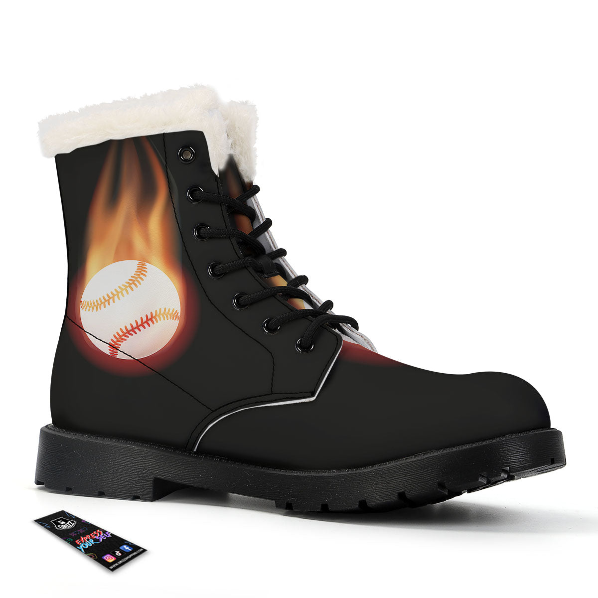 Softball Fireball Print Winter Boots-grizzshop