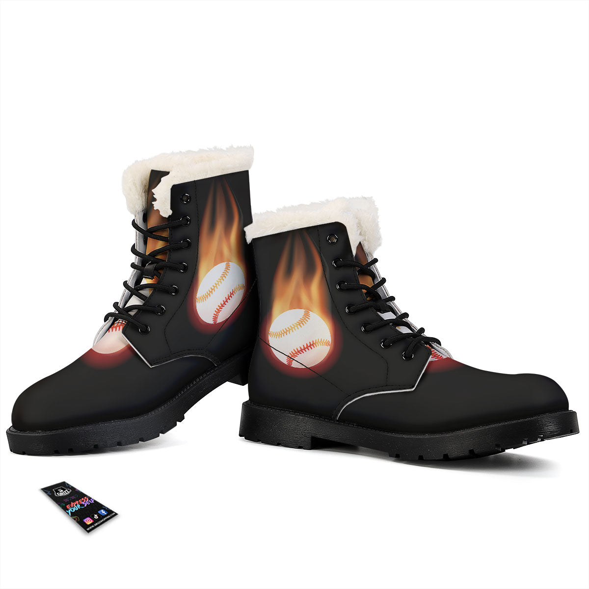Softball Fireball Print Winter Boots-grizzshop