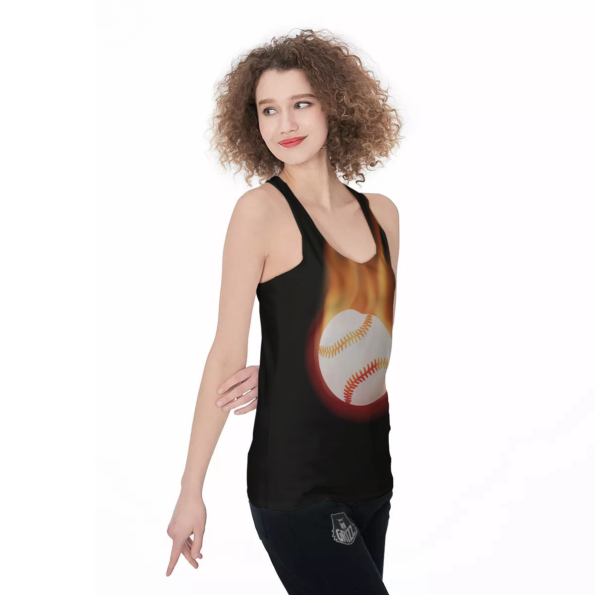Softball Fireball Print Women's Racerback Tank Top-grizzshop