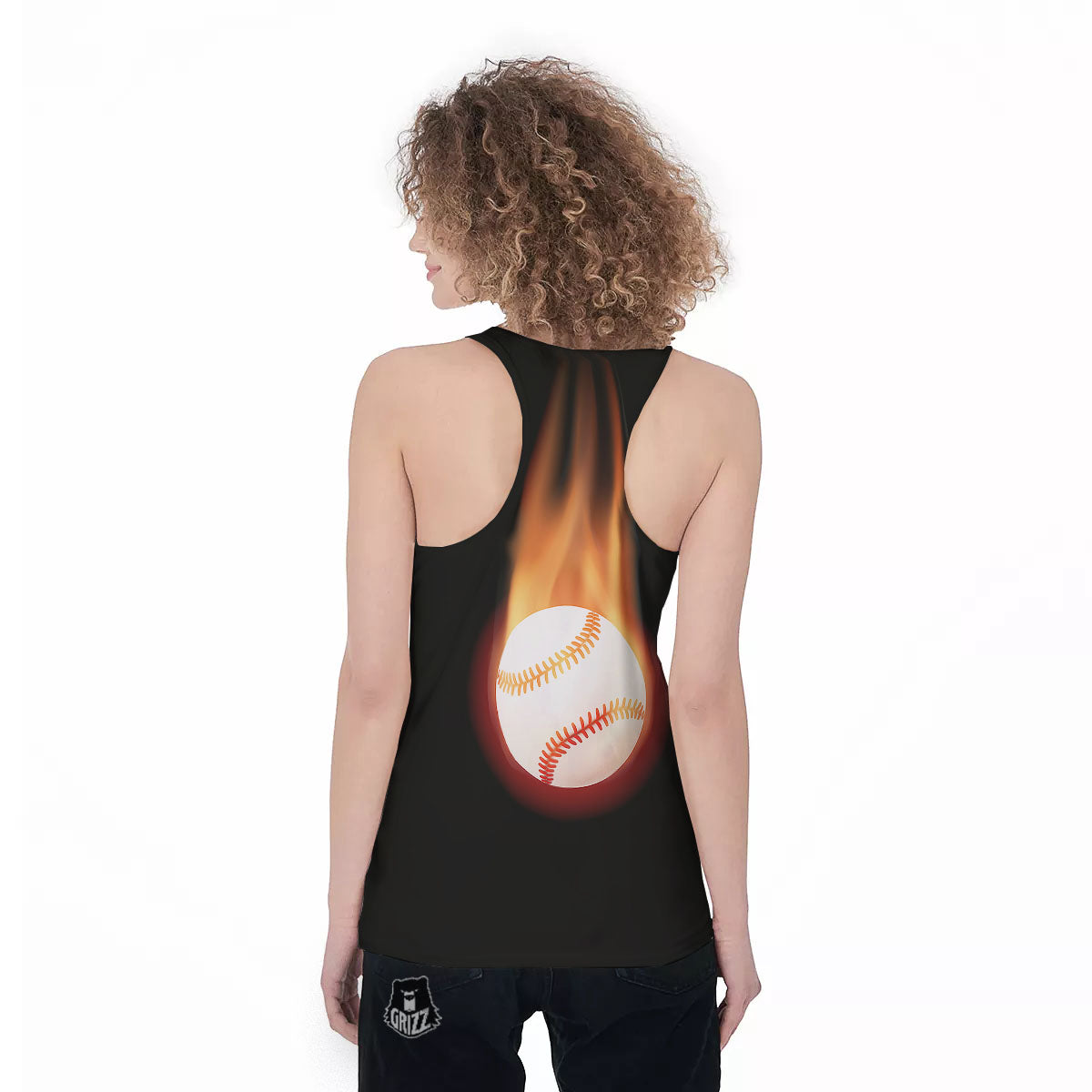 Softball Fireball Print Women's Racerback Tank Top-grizzshop