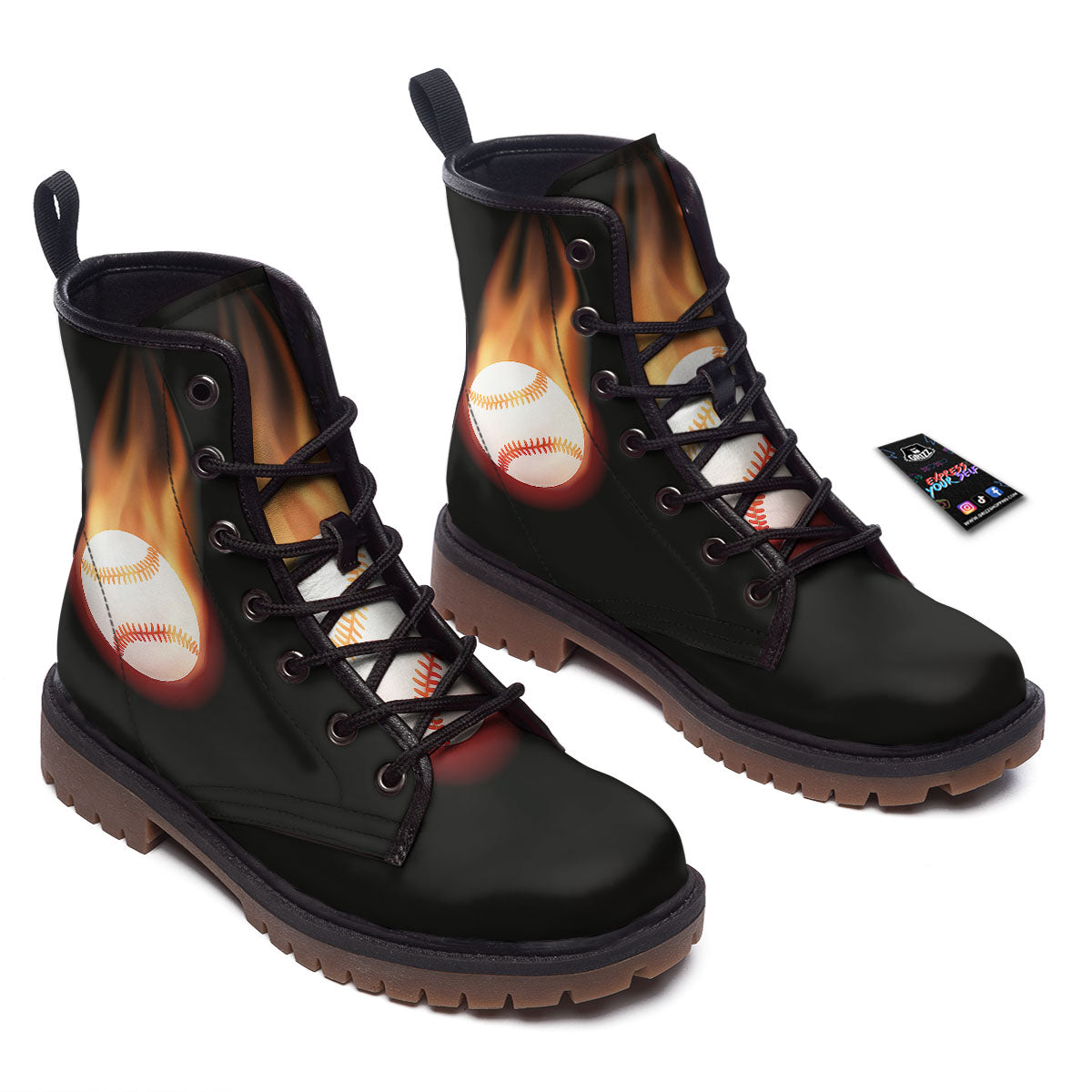 Softball Fireball Print Work Boots-grizzshop