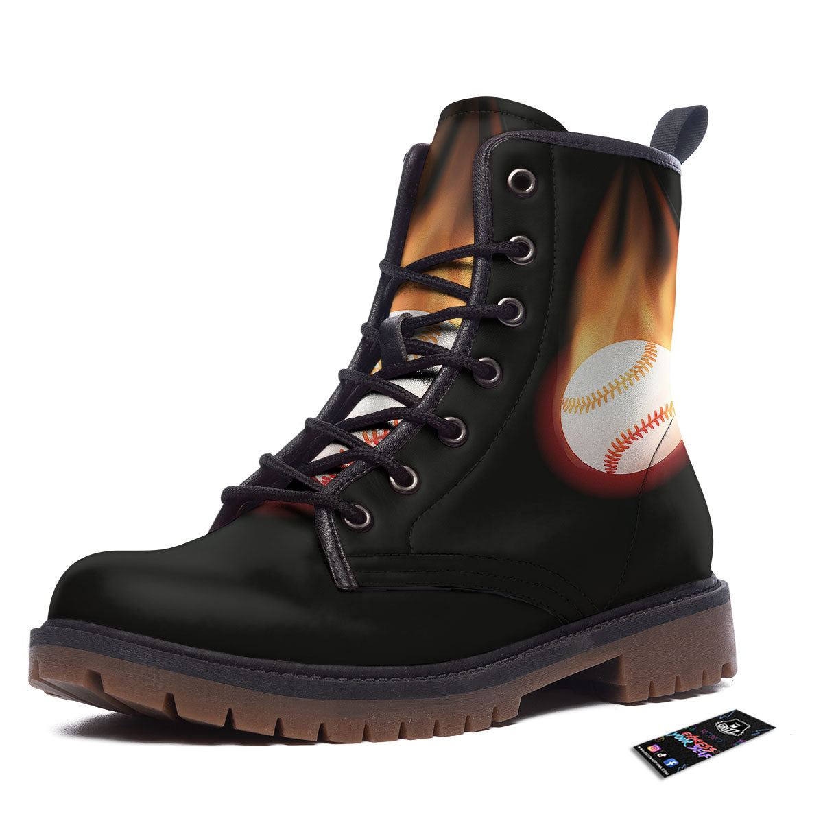 Softball Fireball Print Work Boots-grizzshop
