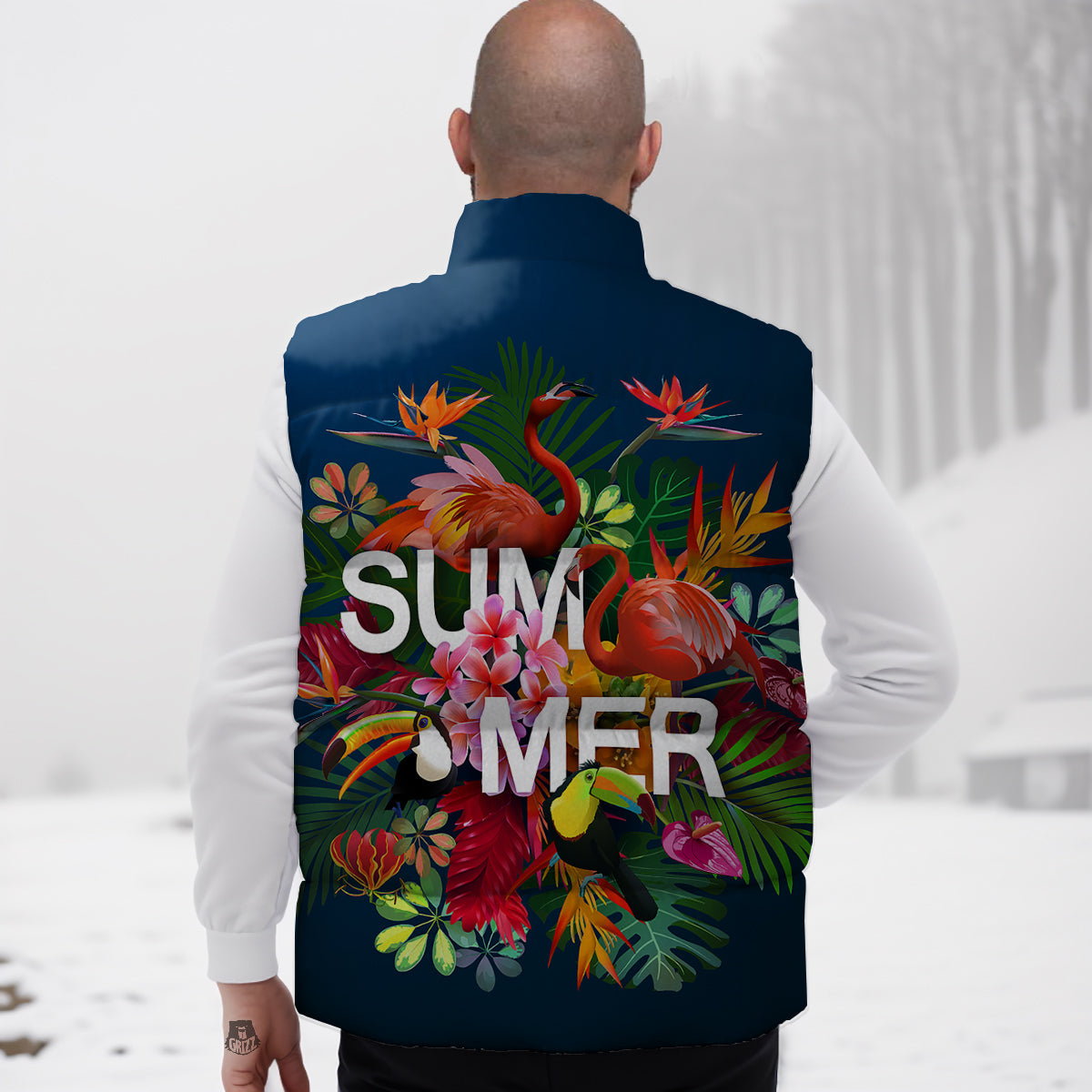 Softball Pattern Print Down Vest