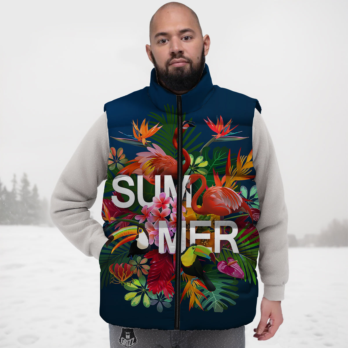Softball Pattern Print Down Vest