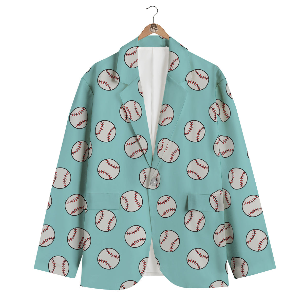 Softball Pattern Print Men's Blazer-grizzshop