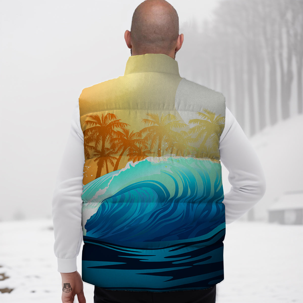 Softball Print Pattern Down Vest