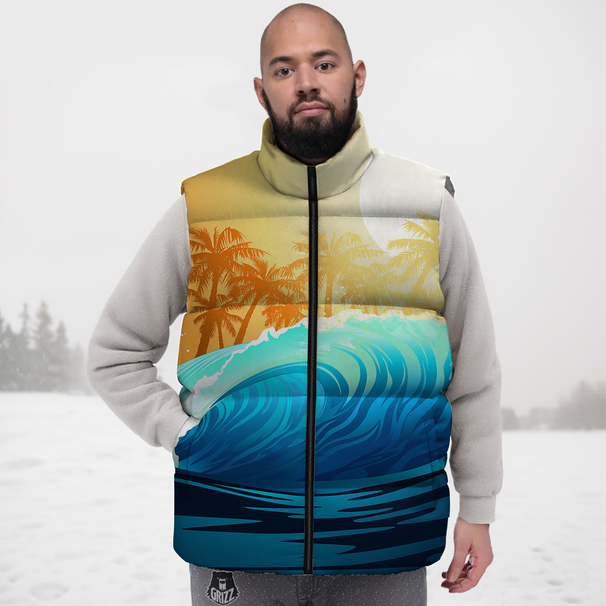 Softball Print Pattern Down Vest