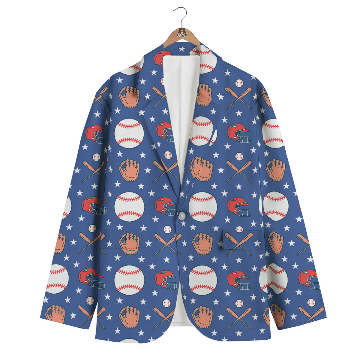 Softball Print Pattern Men's Blazer-grizzshop