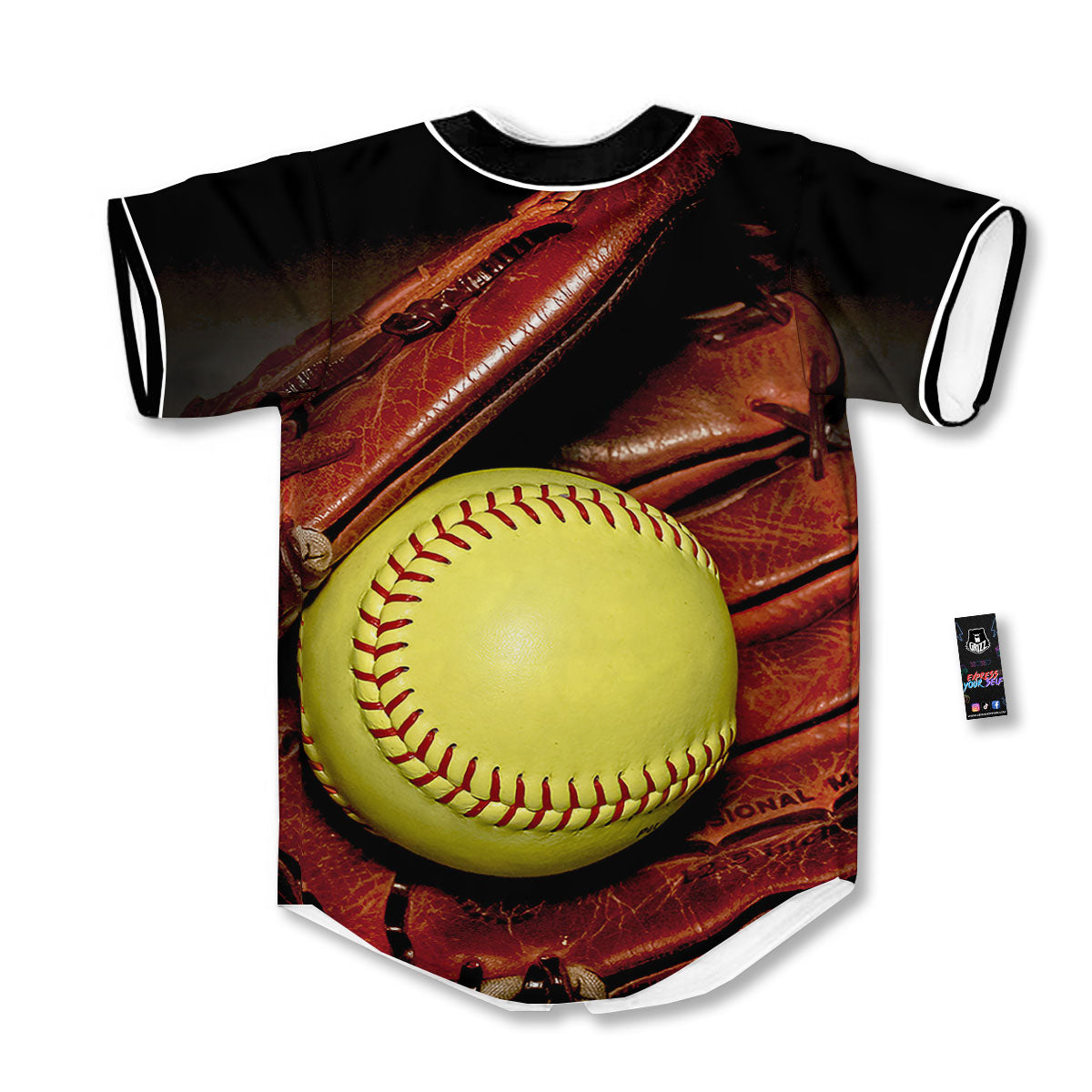 Softball Yellow Print Baseball Jersey-grizzshop