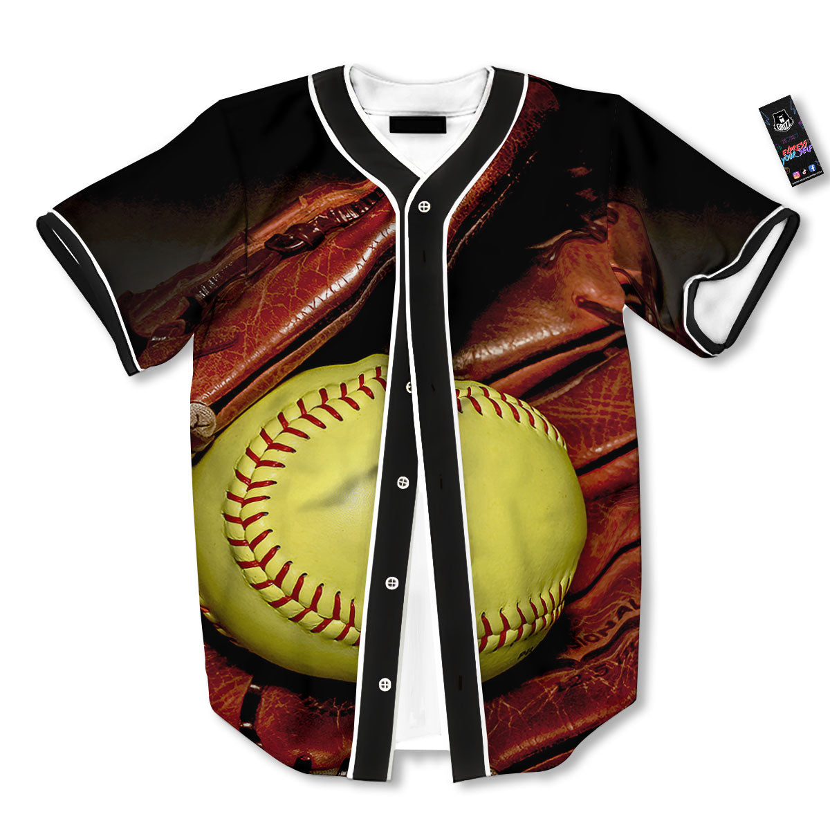 Softball Yellow Print Baseball Jersey-grizzshop
