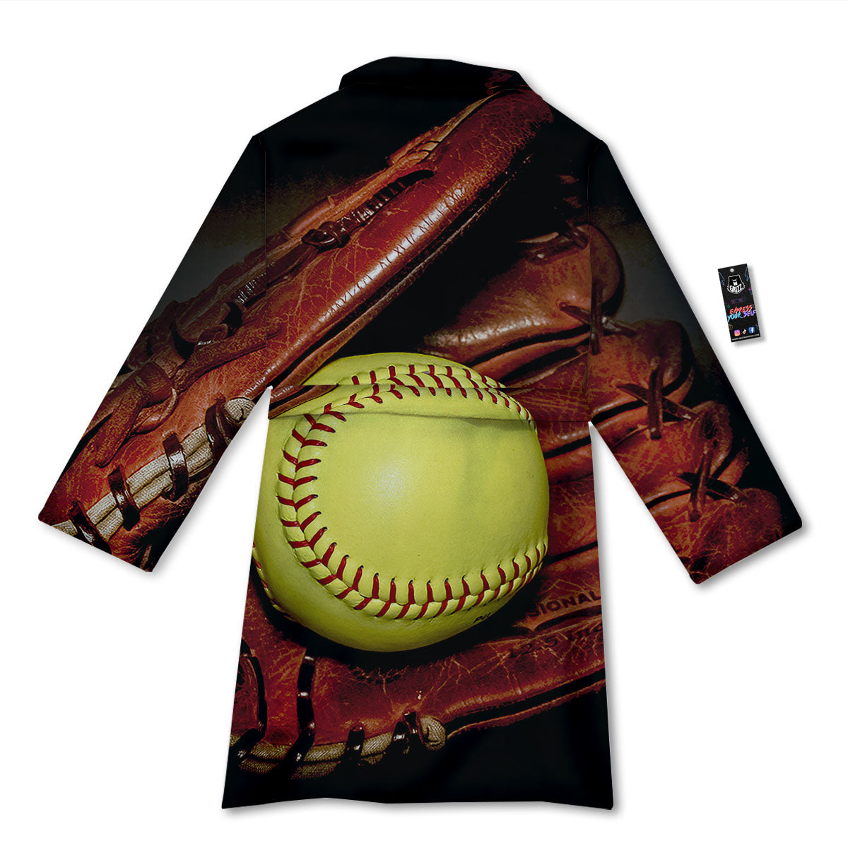 Softball Yellow Print Bathrobe-grizzshop