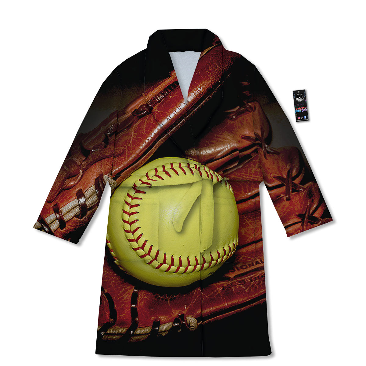 Softball Yellow Print Bathrobe-grizzshop