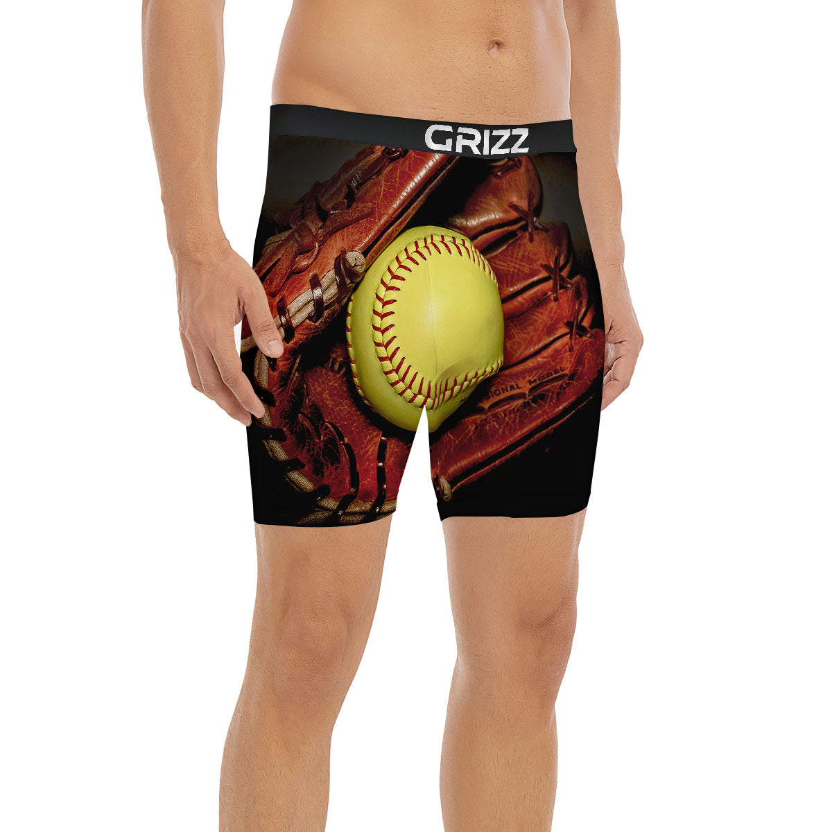 Softball Yellow Print Boxer Briefs-grizzshop