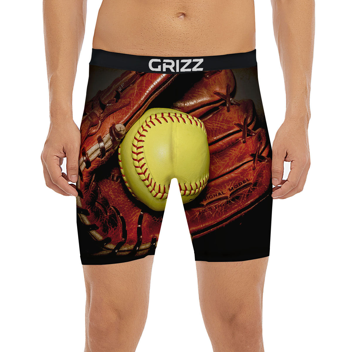 Softball Yellow Print Boxer Briefs-grizzshop