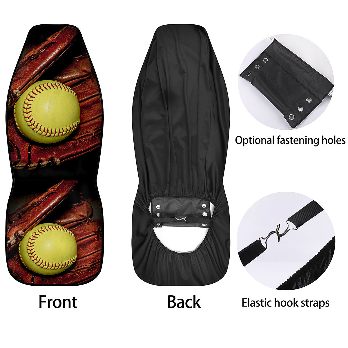 Softball Yellow Print Car Seat Covers-grizzshop