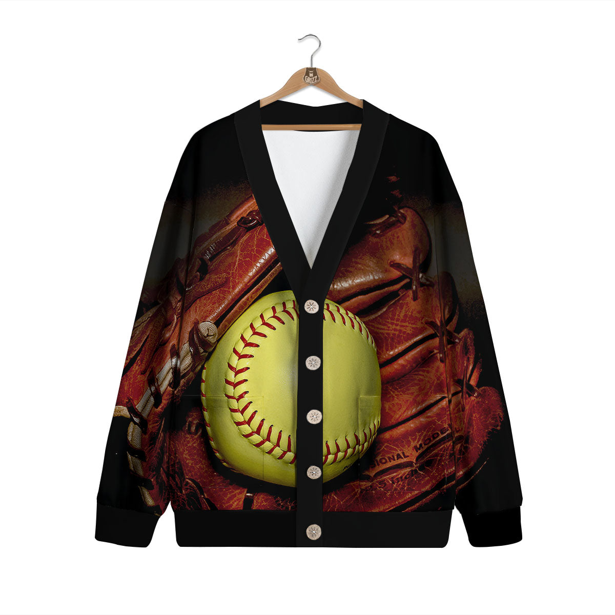 Softball Yellow Print Cardigan-grizzshop