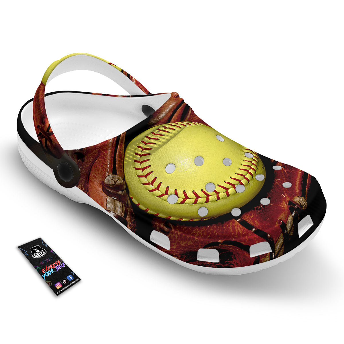 Softball Yellow Print Clog-grizzshop
