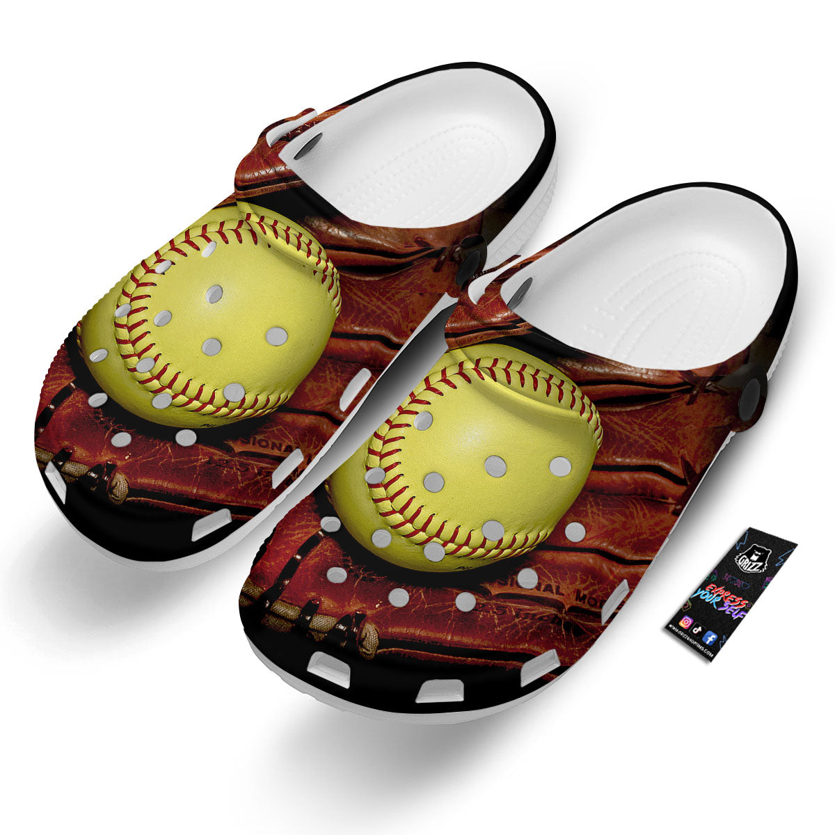Softball Yellow Print Clog-grizzshop