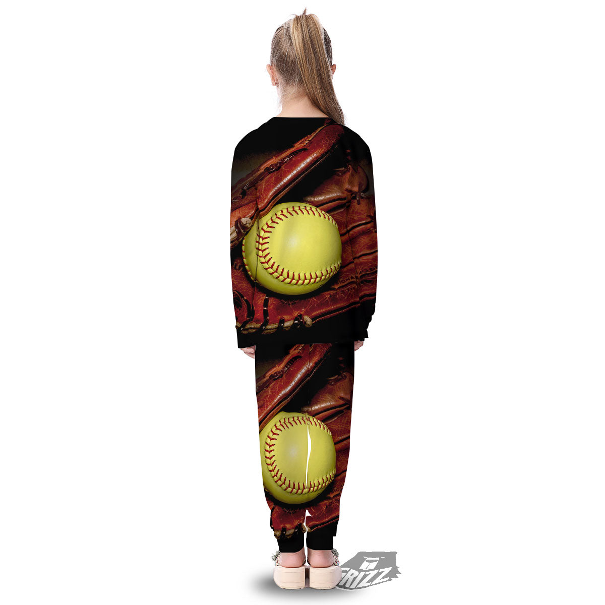 Softball Yellow Print Kid's Pajamas-grizzshop