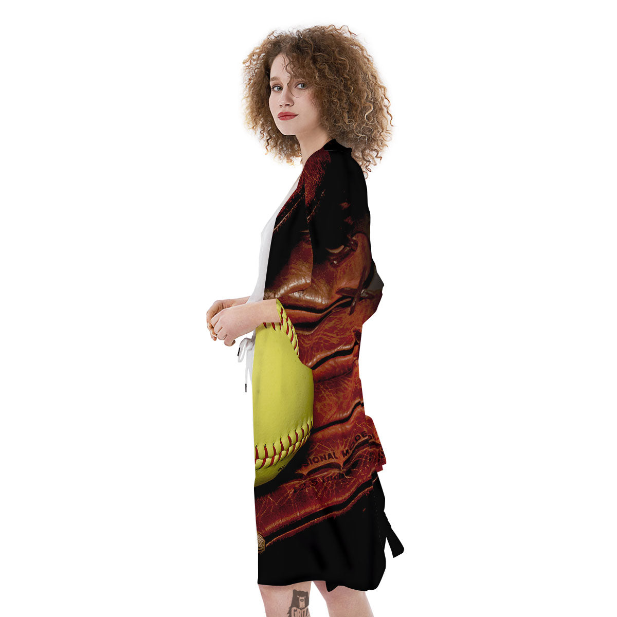 Softball Yellow Print Kimono-grizzshop