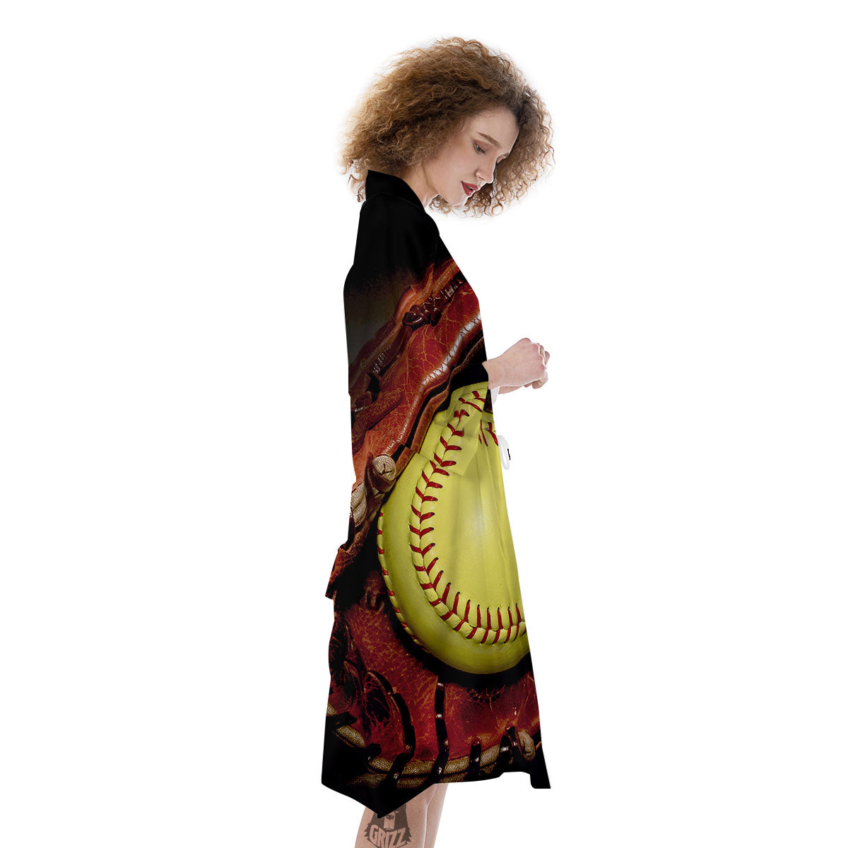 Softball Yellow Print Kimono-grizzshop