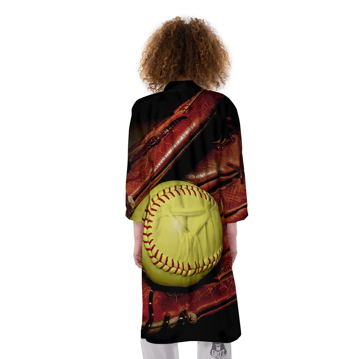 Softball Yellow Print Kimono-grizzshop