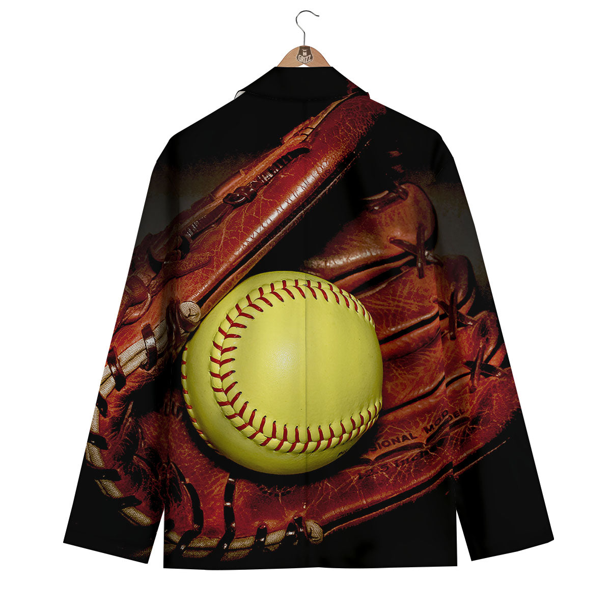 Softball Yellow Print Men's Blazer-grizzshop