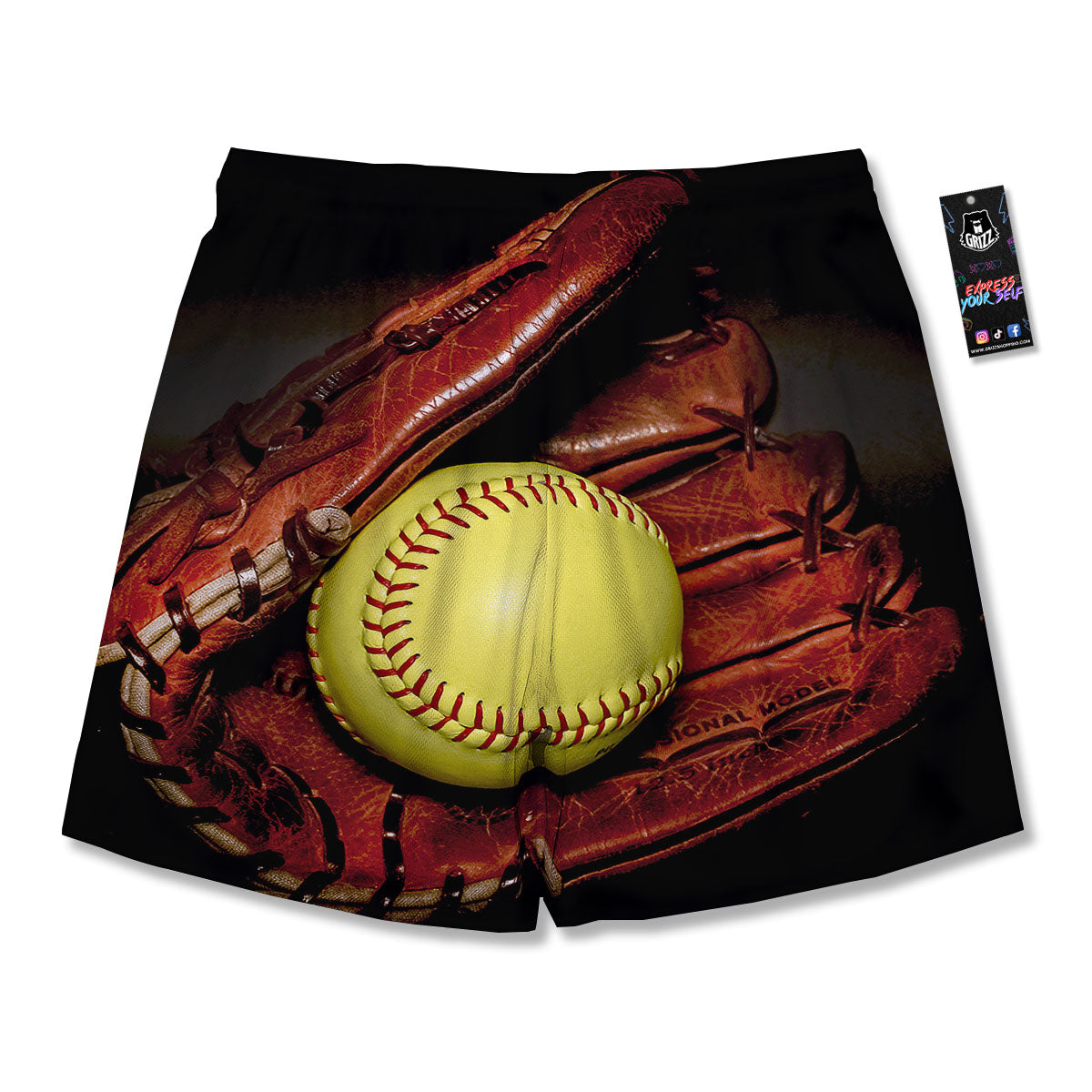 Softball Yellow Print Men's Running Shorts-grizzshop