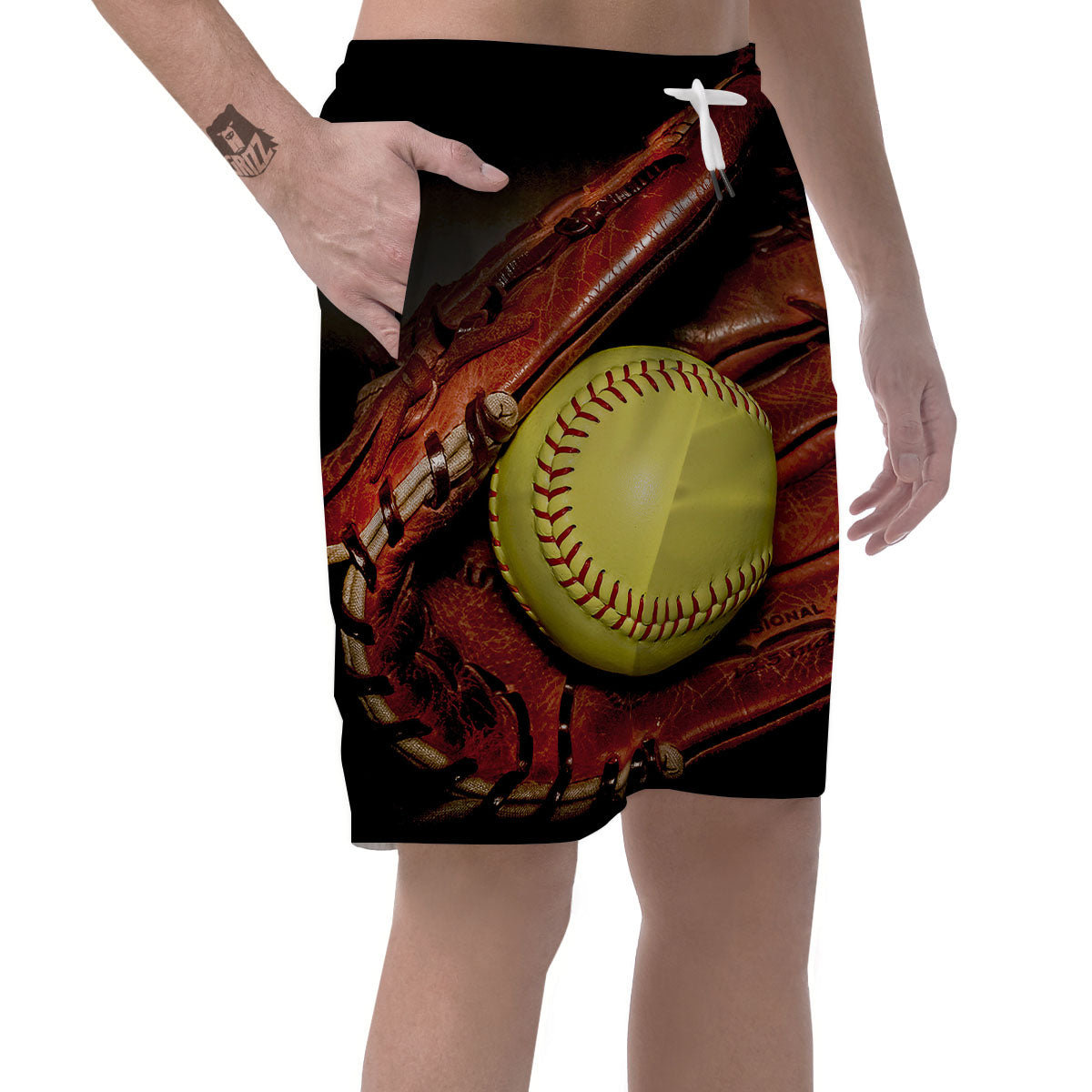 Softball Yellow Print Men's Shorts-grizzshop