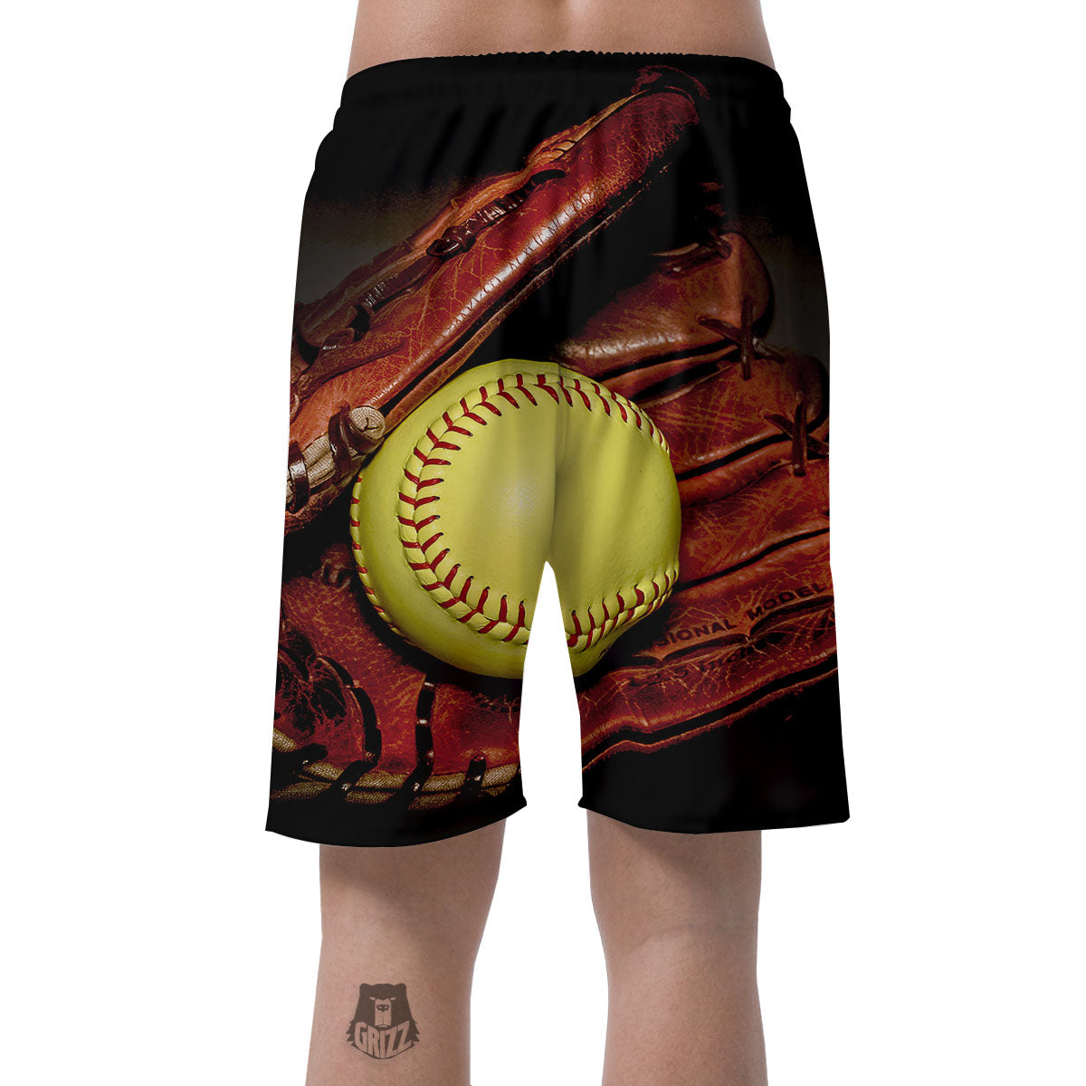 Softball Yellow Print Men's Shorts-grizzshop