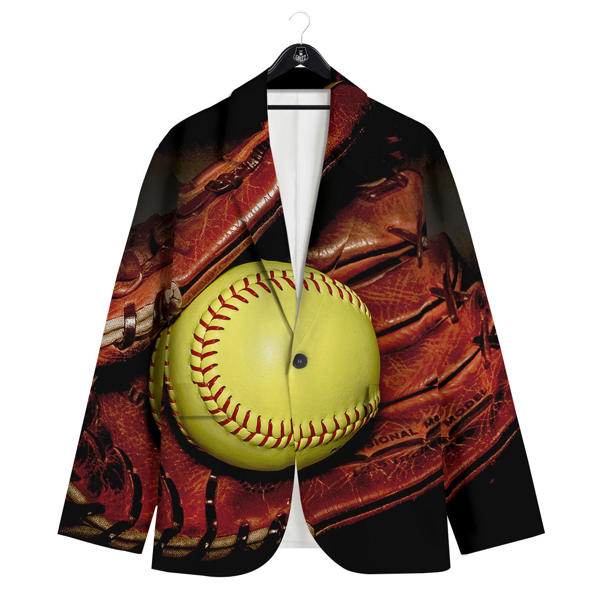 Softball Yellow Print Men's Sport Coat-grizzshop