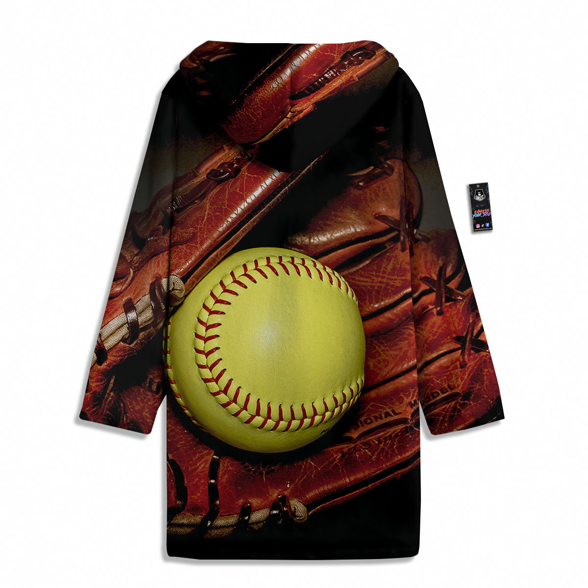 Softball Yellow Print Men's Windbreaker Jacket-grizzshop