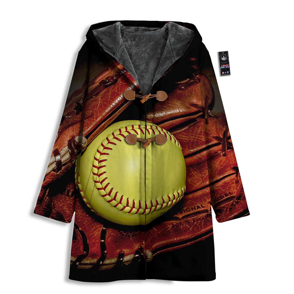 Softball Yellow Print Men's Windbreaker Jacket-grizzshop