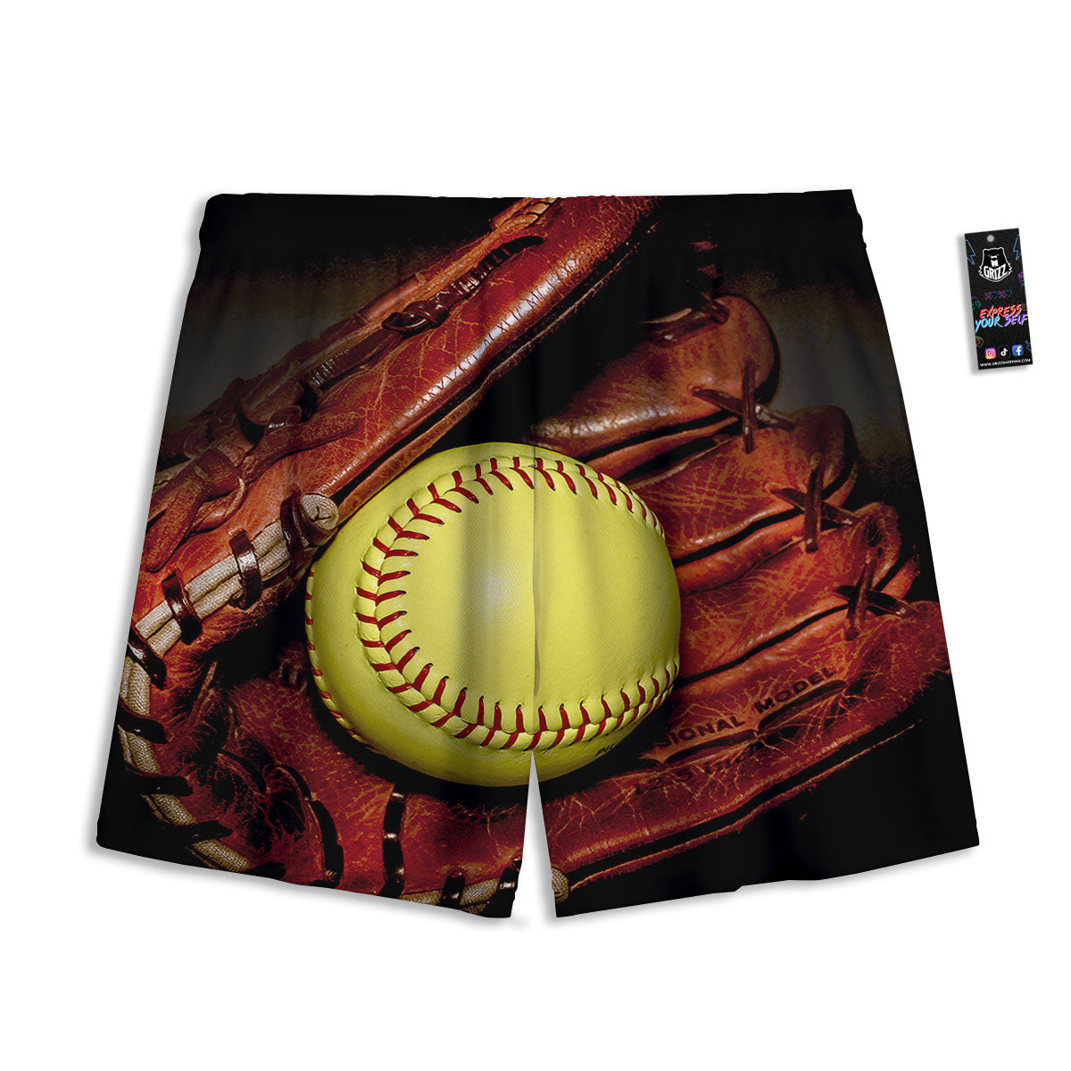 Softball Yellow Print Mesh Shorts