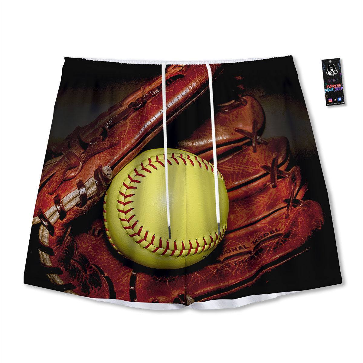 Softball Yellow Print Mesh Shorts